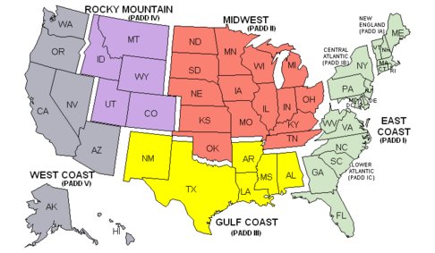 Diesel Fuel Price Regions