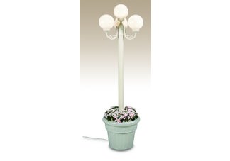 Four 8" White Globe Planter Patio Lamp