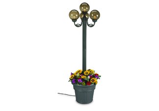 Four 8" Bronze Globe Planter Patio Lamp