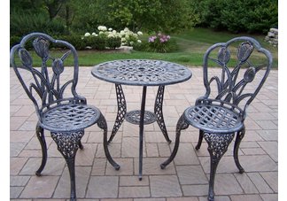 Tulip Bistro Set Antique Pewter