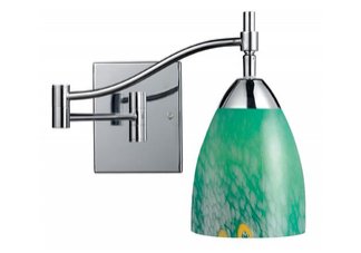 Celina 1-Light Swingarm Sconce In Polished Chrome And Emerald Glass