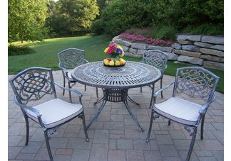 Sunray Mississippi 5pc Dining Set with Cushions Antique Pewter