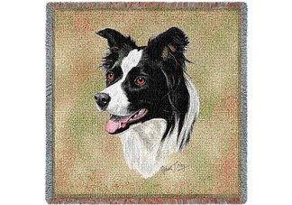 Border Collie Square Throw Blanket