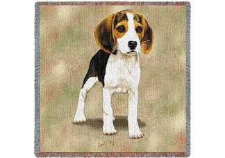 Beagle Puppies Square Throw Blanket