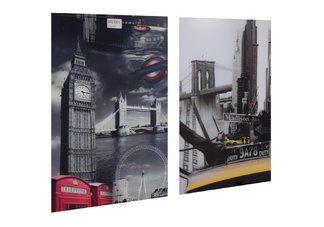 2 Pc Print Set of New York and London