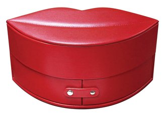 Faux Red Leather Lips Jewelry Box