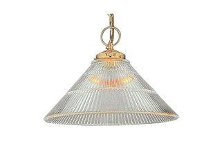 1 light polished brass pendant, crystal glass