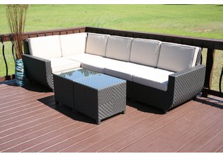 All Weather Resin Wicker Sectional and Table