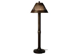 Java Walnut Wicker and Bronze 60" Outdoor Floor Lamp   