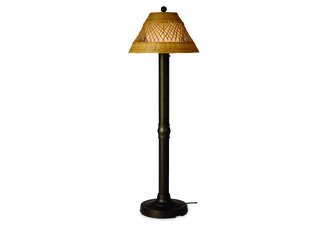 Java Honey Wicker and Bronze 60" Outdoor Floor Lamp