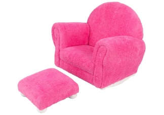 Bubble Gum Chenille Upholstered Rocker & Ottoman