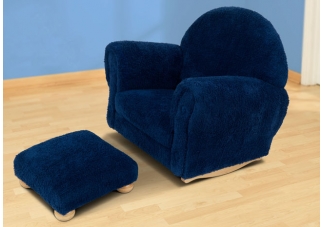 Blueberry Chenille Upholstered Rocker & Ottoman