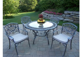 Mississippi Glass Top 5pc Dining Set with Cushions