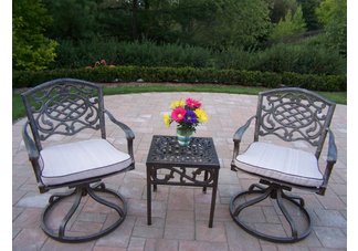 Mississippi 3pc Swivel Rocket Set with Cushions Antique Bronze