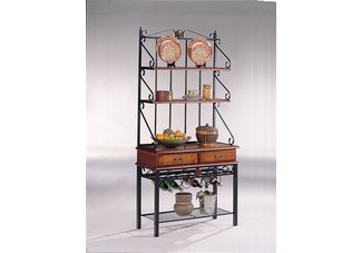 Black and Oak Finished Bakers Rack