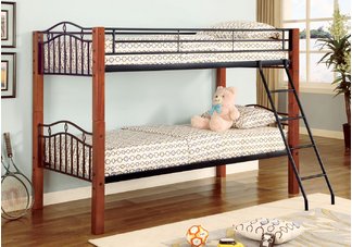 Haskell Metal and Wood Casual Twin over Twin Bunk Bed