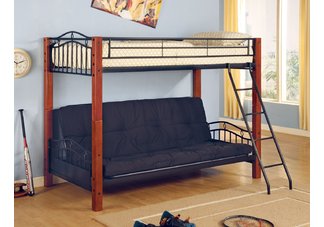 Haskell Metal and Wood Casual Twin over Futon Bunk Bed