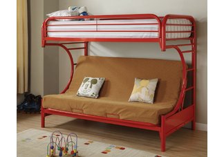 Red Fordham C Style Twin Over Full Futon Bunk Bed