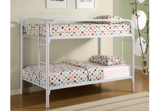 White Fordham Twin Over Twin Bunk Bed with Built-In Ladders