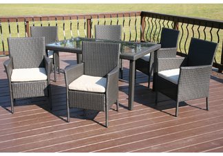 7pc All Weather Resin Wicker Patio Dining Set