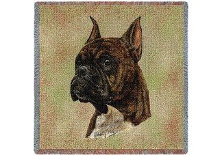 Boxer Brindle Square Throw Blanket