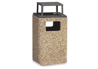 20 Gallon Structure Trash Receptacle | Rain Bonnet Covered Ashtray