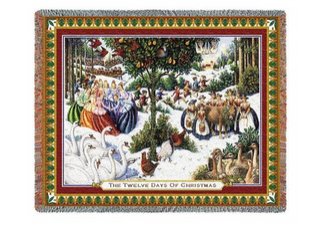 Twelve Days of Christmas Throw