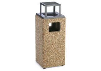 8 Gallon Structure Trash Receptacle | Rain Bonnet Covered Ashtray