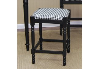 Black & White Check 24 Black Hawthorne Upholstered Counter Stool