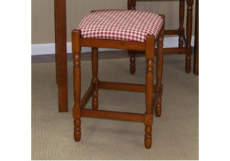 Red & White Check 24 Walnut Hawthorne Upholstered Counter Stool