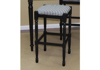 Black & White Check 30 Black Hawthorne Upholstered Bar Stool