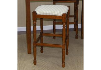 Biscuit & White Check 30 Walnut Hawthorne Upholstered Bar Stool