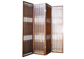 4-Panel Wooden Room Divider - Walnut