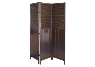 Shutter Door 3-Panel Room Divider - Espresso