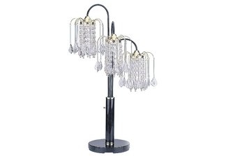 Black Finish Table Lamp with Crystal-Like Shades