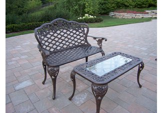 Tea Rose 2pc Loveseat Set Antique Bronze