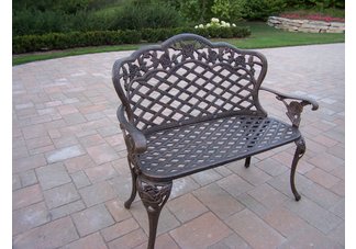 Tea Rose Love Seat Bench Antique Bronze