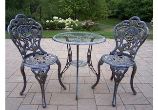 Vineyard Bistro Set Antique Pewter