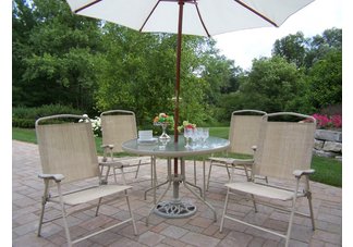 Sling Dining Set with Umbrella and Stand