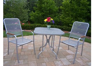 Mesh 3pc Bistro Set Metallic Silver