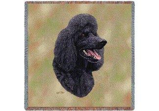 Black Poodle Square Throw Blanket