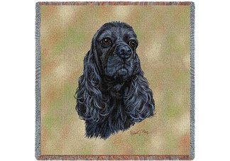Black Cocker Square Throw Blanket