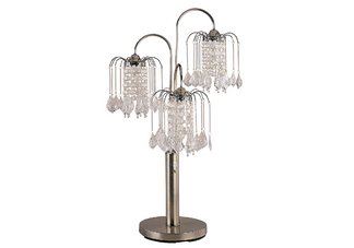Antique Brass Finish Table Lamp with Crystal-Like Shades