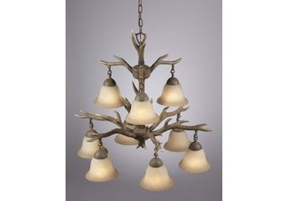 9 Light Faux Antlers Chandelier
