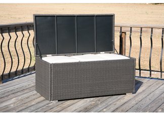 All Weather Resin Wicker Cushion Storage Trunk