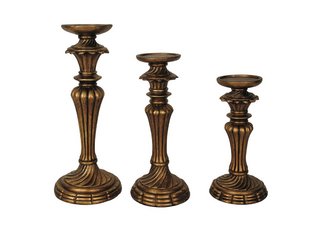 Set of 3 Candleholders - Antique Gold
