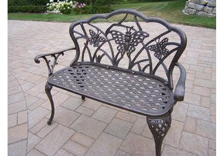 Butterfly Loveseat Bench Antique Bronze