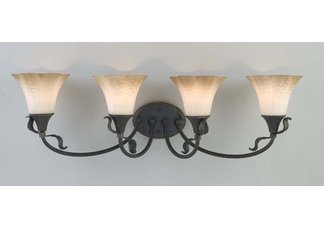 Vanity 4 Light Fixture Bronze Finish Glass Shade Victorian