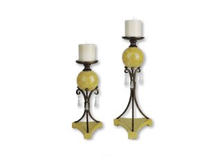Set of 2 Candleholders - Antique Brass