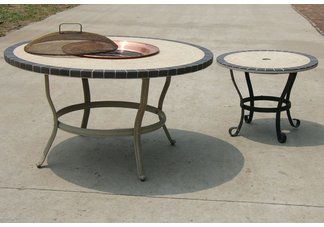 Stone Art 42 Inch Conversation Table and Copper Fire Pit Set